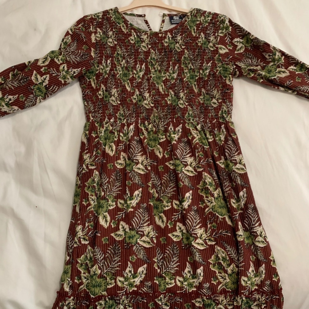 Block Print Dress - Madison Mathews Block Print Midi Dress (Medium)